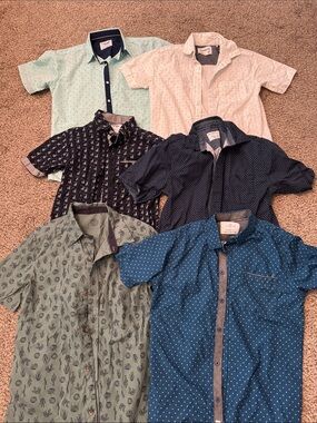 Boys' Short-Sleeve Button-Down Shirt - Assorted Blue & Green Polka Dot